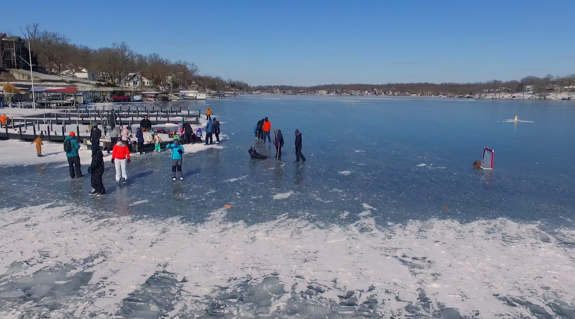 Lake Lotawana frozen over in February 2021