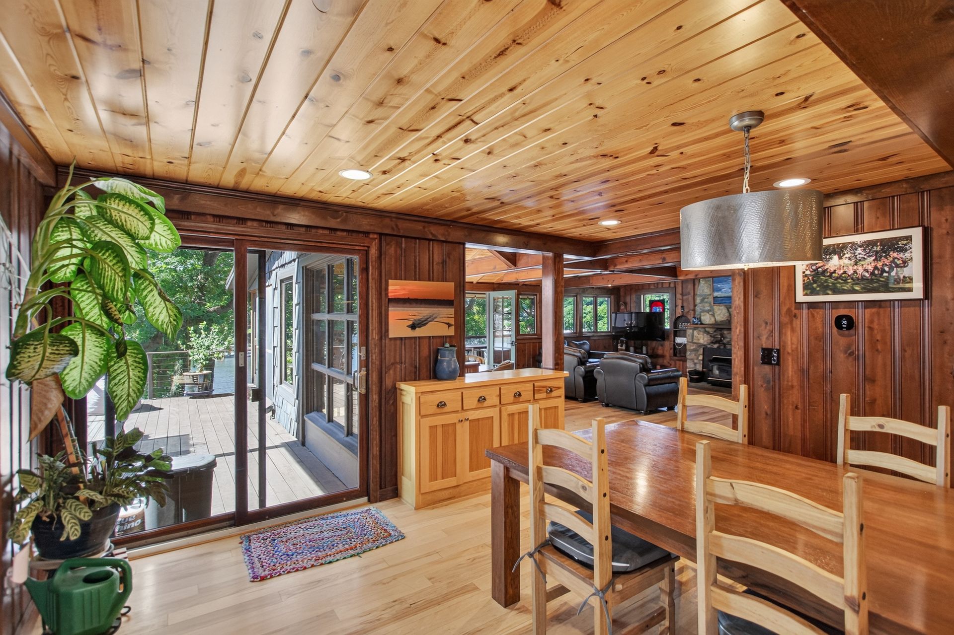 Breakfast nook with sliding door to the deck at 31 H Street, Lake Lotawana